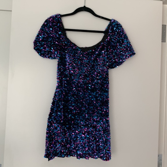 Zara Blue and Purple Sequined Mini Dress - Picture 6 of 14